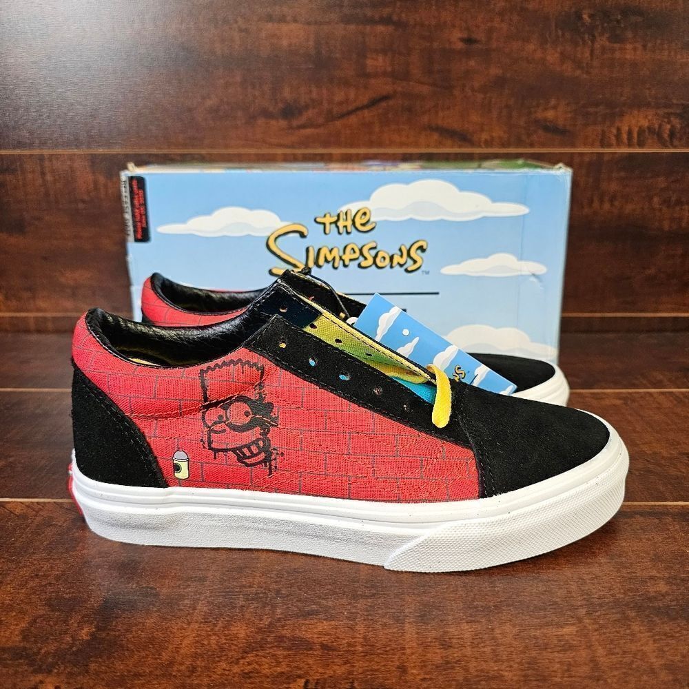 Vans x The Simpsons Old Skool El Barto Bart Black Red Sneakers Kids Youth Size 2